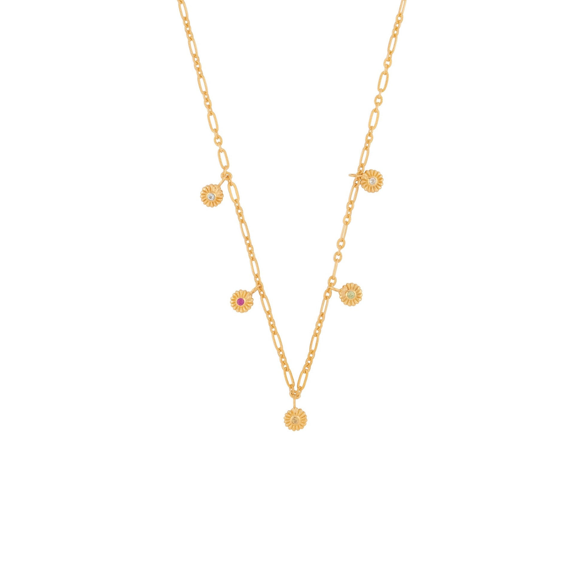 Mixed Gems Daisy Chain Flower Necklace - Hunt Of Hounds