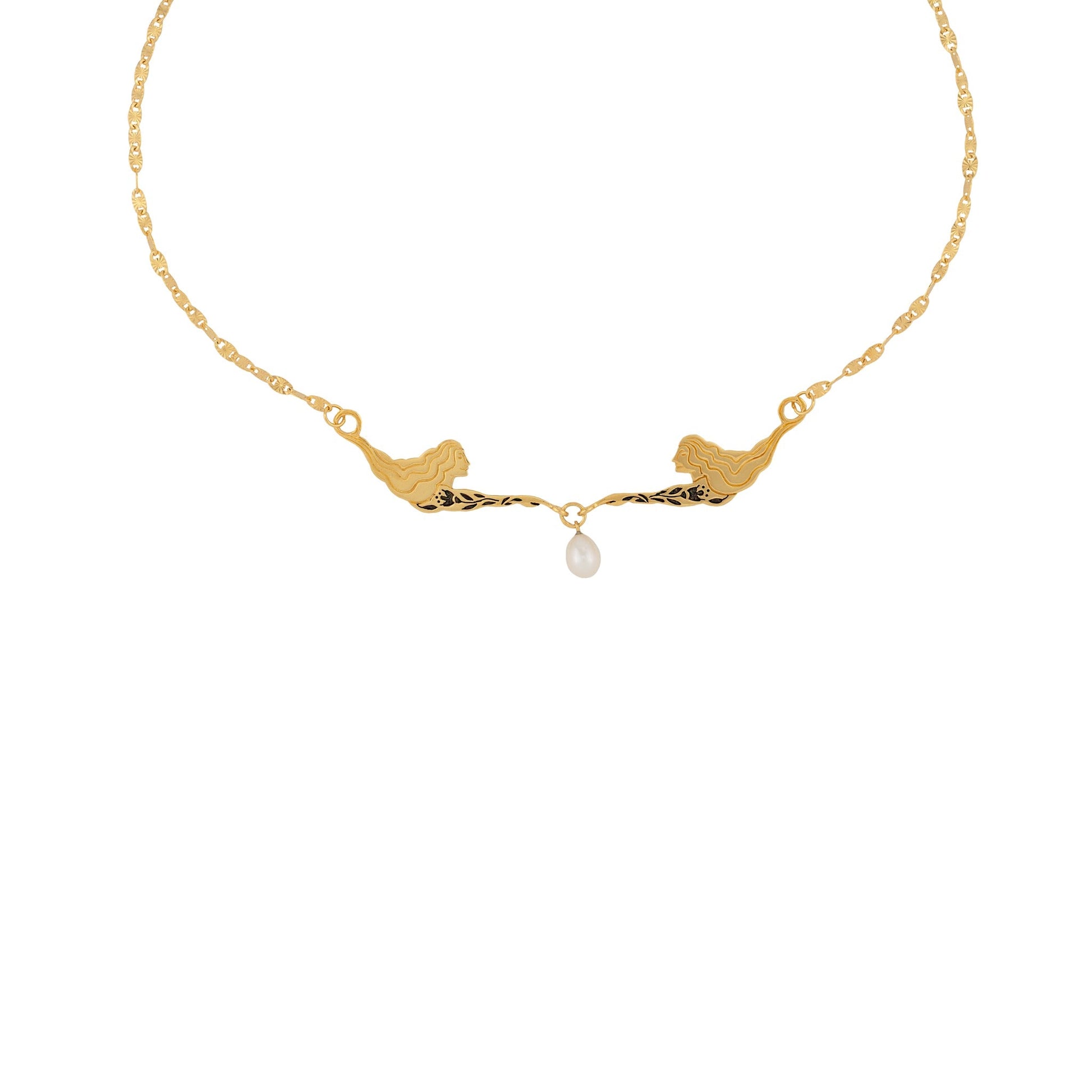 Nymph Female Figure Necklace with Pearl - Hunt Of Hounds