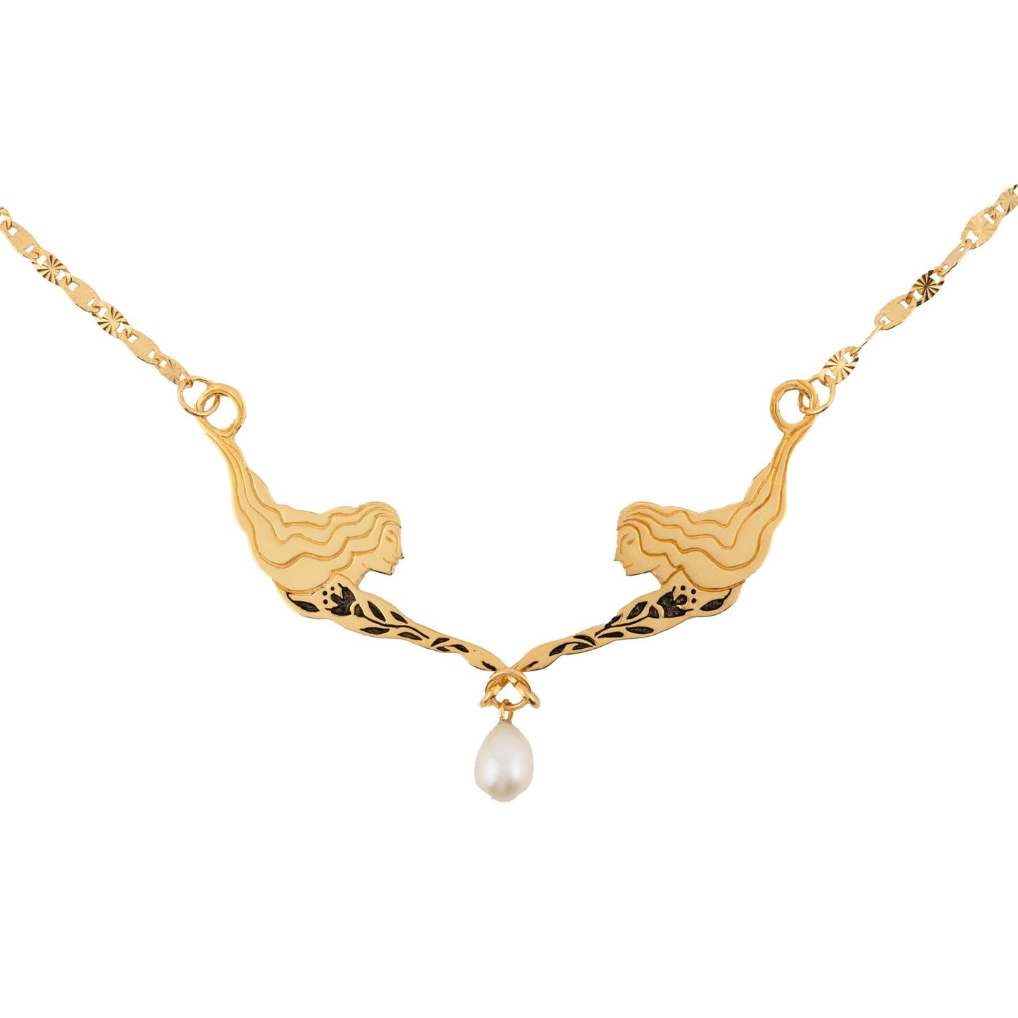 Nymph Female Figure Necklace with Pearl - Hunt Of Hounds