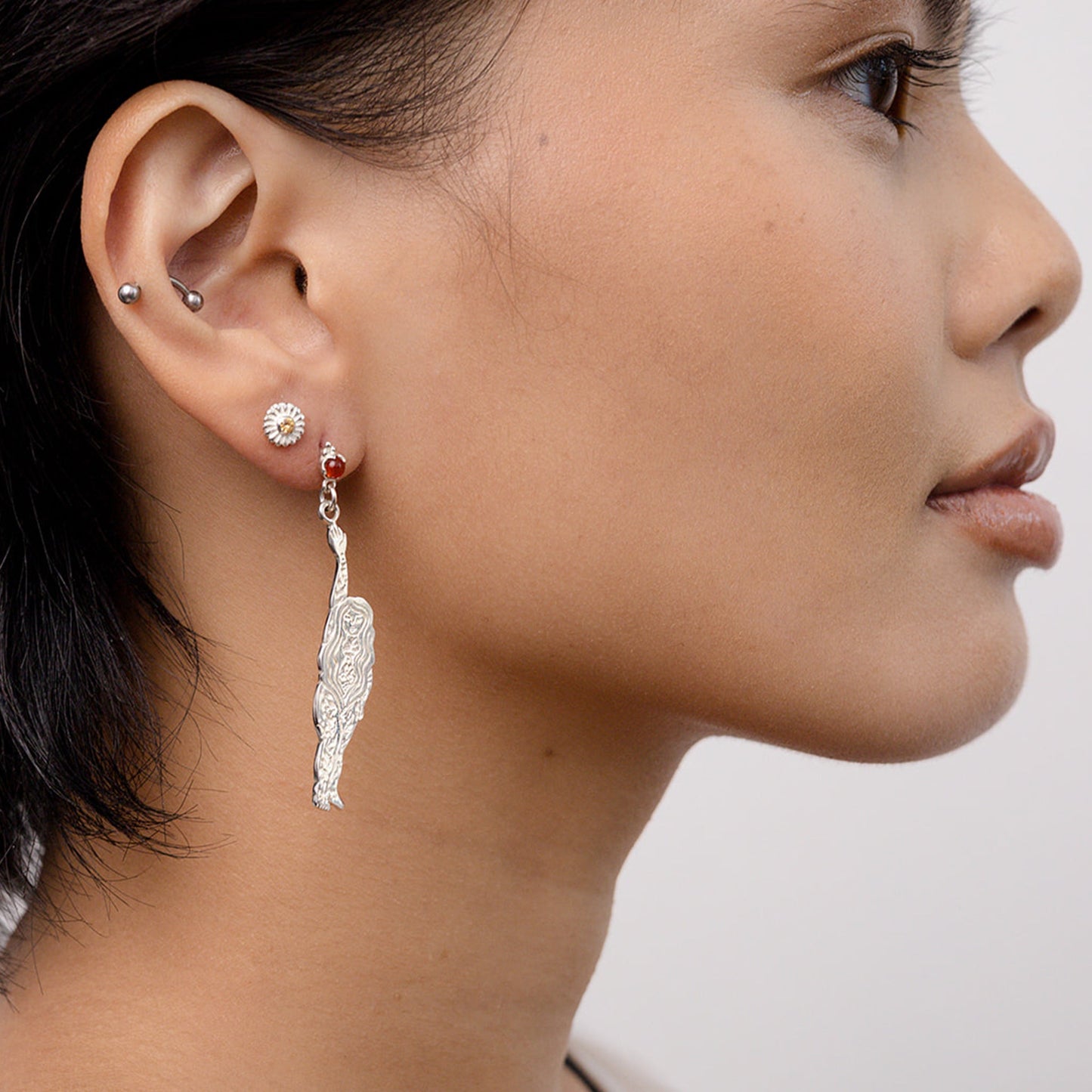 Nymph Female Figure Earrings with Gemstone - Hunt Of Hounds