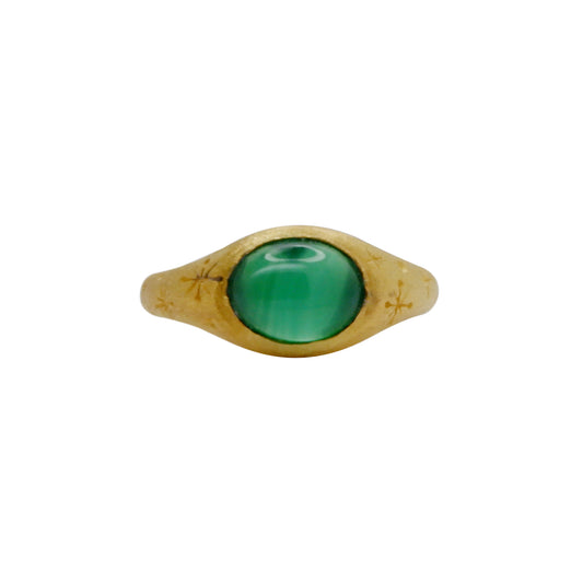 Helios Ring with Green Agate