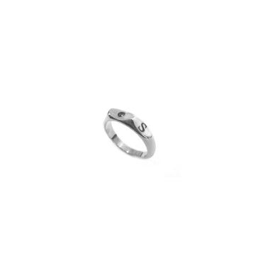Hunt Of Hounds Diamond Initials Signet Ring in Silver