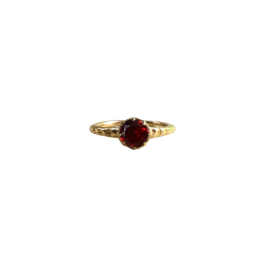 Starburst Solitaire Ring with Garnet