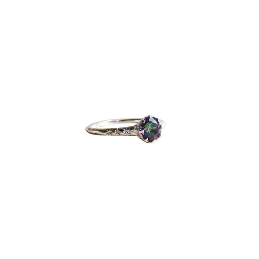 Starburst Solitaire Ring with Mystic Topaz