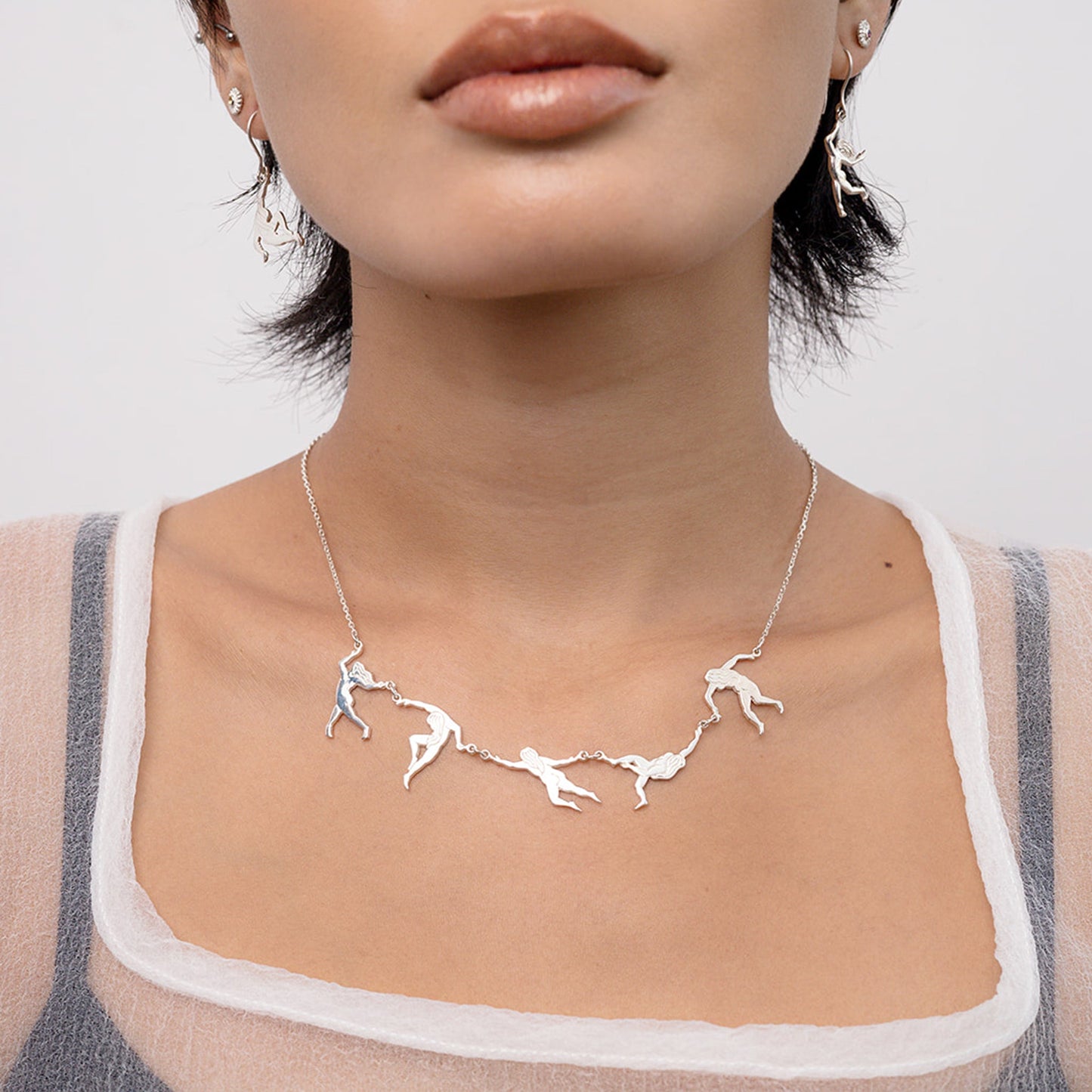 Female Dancers on Silver Chain Necklace - Hunt Of Hounds